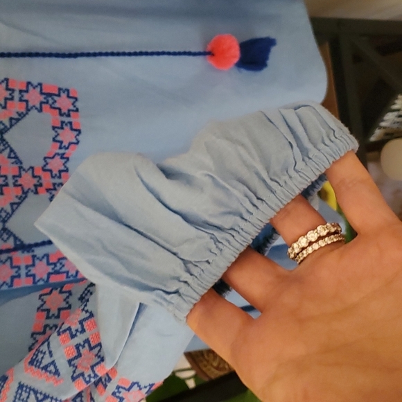 Lilly Pulitzer Cecile Zanzibar Blue Embroidered Long Sleeve Tunic Top Medium NWT - Picture 8 of 8